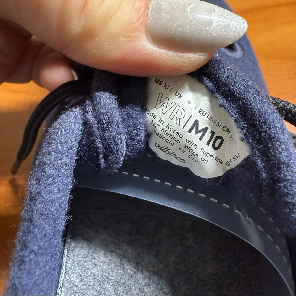 Allbirds Men's Wool Runner Sneakers Navy Blue Fabric Comfort‎ Shoe M10